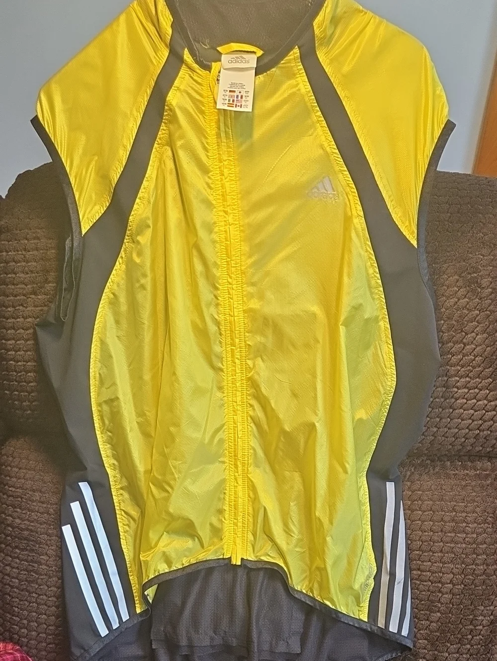 adidas Yellow and Black Running Vest